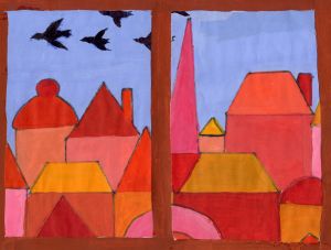 Mauersegler ber den Dchern von Regensburg